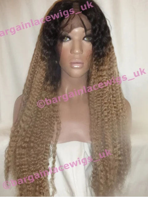U Part Full Lace Wig Tight Curl 24 inches long ombre O UPTTC24OMBRE Bargain Lace Wigs UK